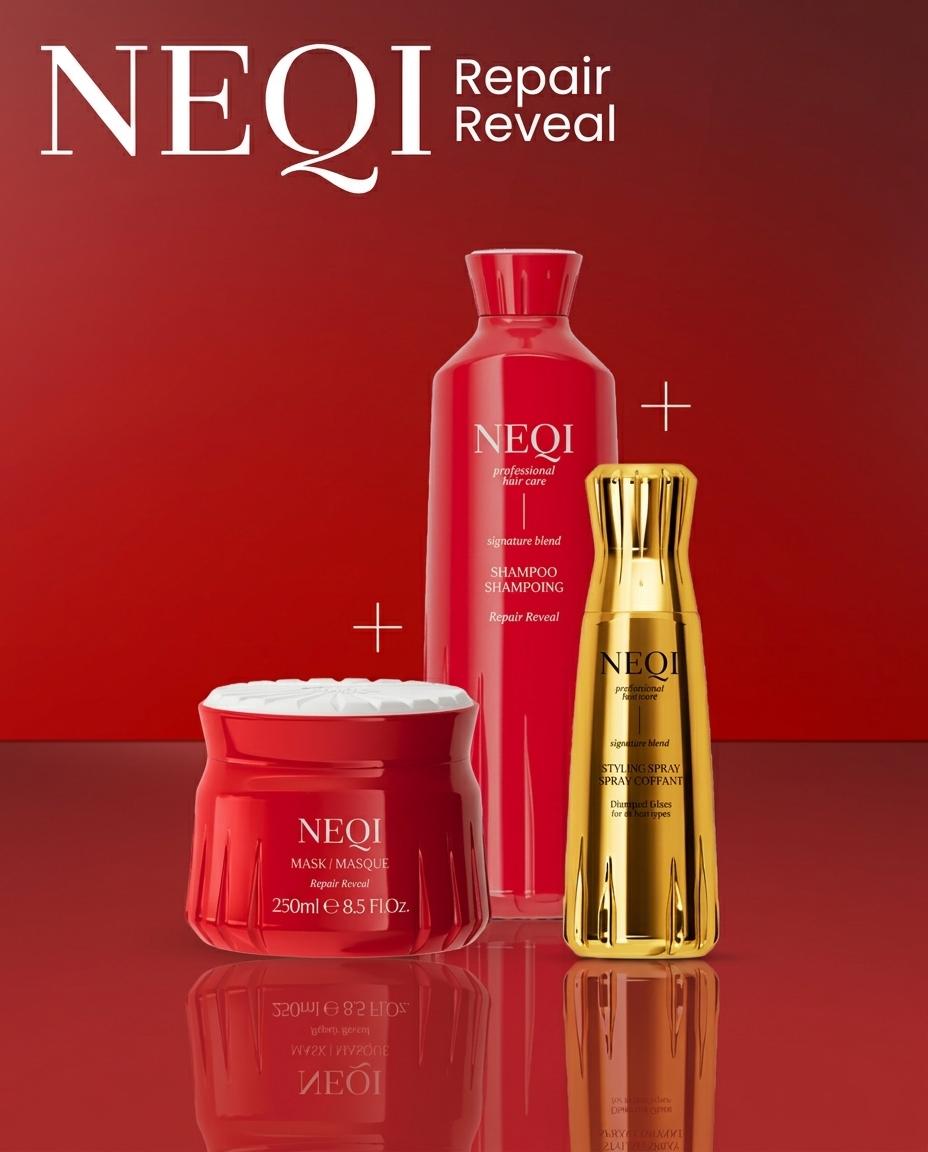 NEQI Repair Reveal Trio – šampon + maska + gloss sprej za obnovu i sjaj kose